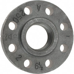 Made in USA - 2" Pipe, 6-1/2" OD, 1-1/4" Hub Length, Iron Threaded Pipe Flange - 3-5/16" Across Bolt Hole Centers, 3/4" Bolt Hole, 175 psi, Class 250 - Exact Tooling