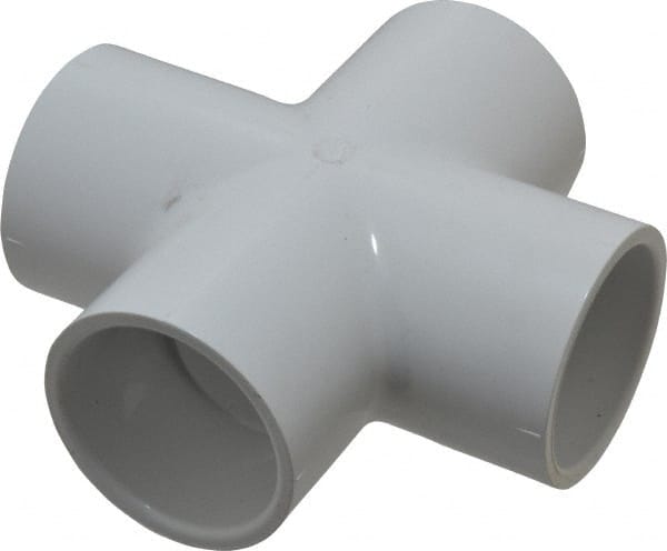 Value Collection - 1-1/2" PVC Plastic Pipe Cross - Schedule 40, All Slip End Connections - Exact Tooling