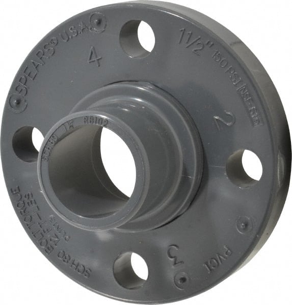 Value Collection - 1-1/2" PVC Plastic Pipe Flange (Two Piece) - Schedule 80, Spig End Connections - Exact Tooling