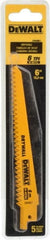 DeWALT - 6" Long, Bi-Metal Reciprocating Saw Blade - Tapered Profile, 6 TPI, Toothed Edge, Universal Shank - Exact Tooling