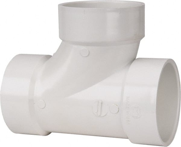 B&K Mueller - 4", PVC Drain, Waste & Vent Pipe Sanitary Tee - Hub x Hub x Hub - Exact Tooling