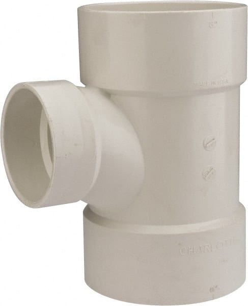 B&K Mueller - 6 x 6 x 4", PVC Drain, Waste & Vent Pipe Reducing Sanitary Tee - Hub x Hub x Hub - Exact Tooling
