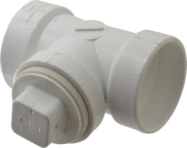 B&K Mueller - 2", PVC Drain, Waste & Vent Pipe Test Tee - Hub x Hub x CO with Plug - Exact Tooling