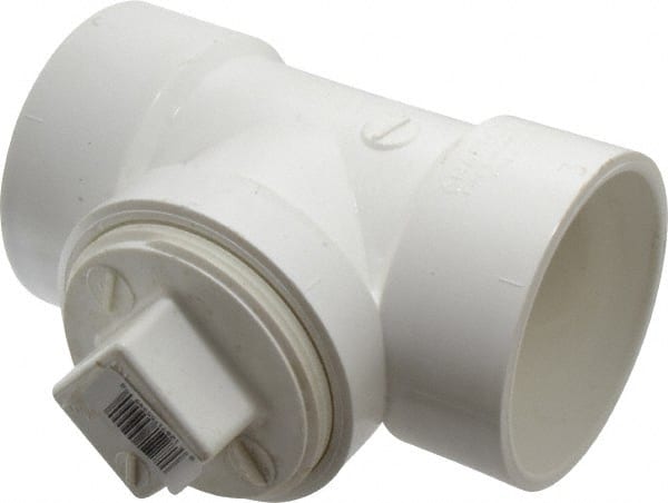 B&K Mueller - 3", PVC Drain, Waste & Vent Pipe Test Tee - Hub x Hub x CO with Plug - Exact Tooling