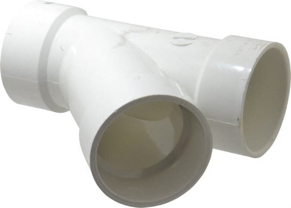 B&K Mueller - 3", PVC Drain, Waste & Vent Pipe 45 Wye - Hub x Hub x Hub - Exact Tooling
