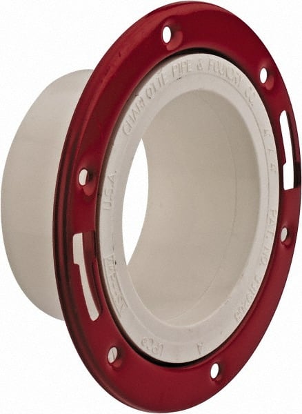 B&K Mueller - 4" Pipe, 7" OD, PVC Adjustable Closet Flange - 40° Max Working Temp, Spig End Connections - Exact Tooling