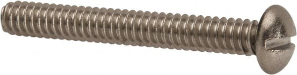 Value Collection - #10-24 UNC, 1-1/2" Length Under Head Slotted Drive Machine Screw - Round Head, Grade 316 Stainless Steel, Uncoated, Without Washer - Exact Tooling
