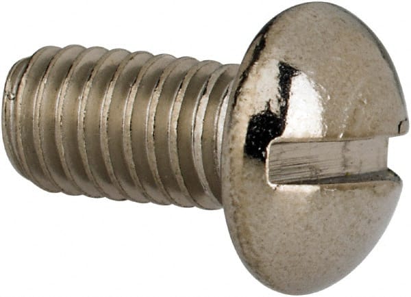 Value Collection - #10-32 UNF, 3/8" Length Under Head Slotted Drive Machine Screw - Round Head, Grade 316 Stainless Steel, Uncoated, Without Washer - Exact Tooling