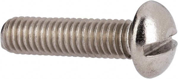 Value Collection - #10-32 UNF, 3/4" Length Under Head Slotted Drive Machine Screw - Round Head, Grade 316 Stainless Steel, Uncoated, Without Washer - Exact Tooling