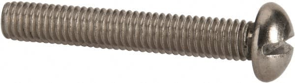 Value Collection - #10-32 UNF, 1-1/4" Length Under Head Slotted Drive Machine Screw - Round Head, Grade 316 Stainless Steel, Uncoated, Without Washer - Exact Tooling