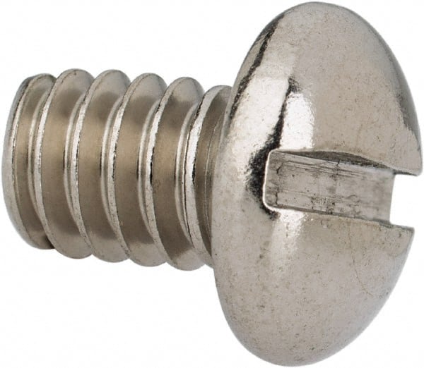 Value Collection - 1/4-20 UNC, 3/8" Length Under Head Slotted Drive Machine Screw - Round Head, Grade 316 Stainless Steel, Uncoated, Without Washer - Exact Tooling