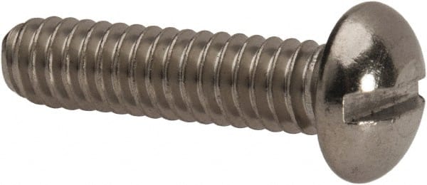 Value Collection - 1/4-20 UNC, 1" Length Under Head Slotted Drive Machine Screw - Round Head, Grade 316 Stainless Steel, Uncoated, Without Washer - Exact Tooling