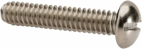 Value Collection - 1/4-20 UNC, 1-1/4" Length Under Head Slotted Drive Machine Screw - Round Head, Grade 316 Stainless Steel, Uncoated, Without Washer - Exact Tooling