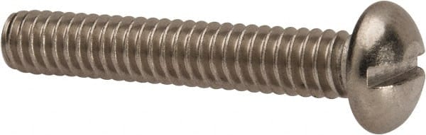 Value Collection - 1/4-20 UNC, 1-1/2" Length Under Head Slotted Drive Machine Screw - Round Head, Grade 316 Stainless Steel, Uncoated, Without Washer - Exact Tooling