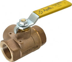 Apollo - 1-1/4" Pipe, Large Port, Bronze Standard Ball Valve - Three Way, FNPT x FNPT x FNPT Ends, Lever Handle, 400 WOG - Exact Tooling