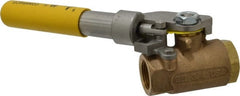 Apollo - 3/4" Pipe, Bronze Standard Ball Valve - 2 Piece, Inline - One Way Flow, FNPT x FNPT Ends, Deadman Lever (Spring Return to Close) Handle, 600 WOG, 150 WSP - Exact Tooling