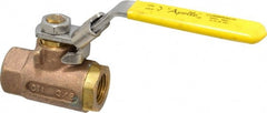 Apollo - 3/8" Pipe, Bronze Standard Ball Valve - 2 Piece, Inline - One Way Flow, FNPT x FNPT Ends, Locking Lever Handle, 600 WOG - Exact Tooling