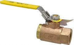 Apollo - 3/4" Pipe, Bronze Standard Ball Valve - 2 Piece, Inline - One Way Flow, FNPT x FNPT Ends, Locking Lever Handle, 600 WOG - Exact Tooling