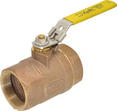 Apollo - 2" Pipe, Bronze Standard Ball Valve - 2 Piece, Inline - One Way Flow, FNPT x FNPT Ends, Locking Lever Handle, 600 WOG - Exact Tooling