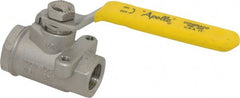 Apollo - 3/8" Pipe, Stainless Steel Standard Ball Valve - 2 Piece, Inline - One Way Flow, FNPT x FNPT Ends, Lever Handle, 2,000 WOG, 150 WSP - Exact Tooling