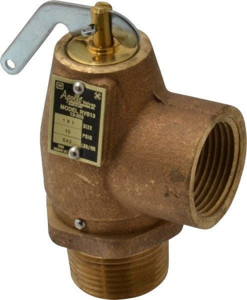 Conbraco - 1" Inlet, 1" Outlet, ASME Low Pressure Steam Heating Relief Valve - 15 Max psi, Bronze, 643 Lb per Hour - Exact Tooling