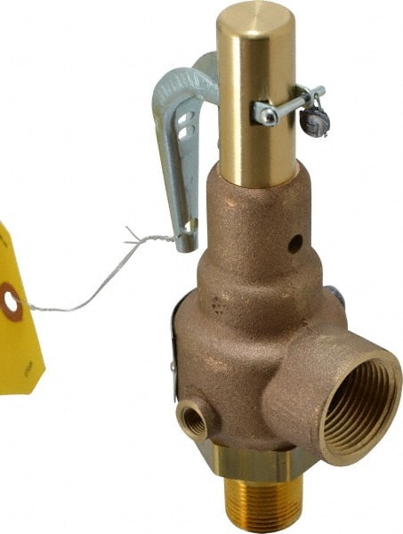 Conbraco - 3/4" Inlet, 1" Outlet, High Pressure Safety Relief Valve - 150 Max psi, Bronze, 1,653 Lb per Hour - Exact Tooling