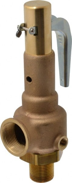 Conbraco - 1" Inlet, 1-1/4" Outlet, High Pressure Safety Relief Valve - 100 Max psi, Bronze, 1,796 Lb per Hour - Exact Tooling