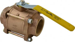 Apollo - 2" Pipe, Full Port, Bronze Standard Ball Valve - 3 Piece, Inline - One Way Flow, FNPT x FNPT Ends, Lever Handle, 600 WOG, 150 WSP - Exact Tooling