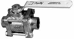 Apollo - 1" Pipe, Full Port, Bronze Standard Ball Valve - 3 Piece, Inline - One Way Flow, Soldered x Soldered Ends, Lever Handle, 600 WOG, 150 WSP - Exact Tooling