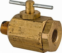 Apollo - 1/8" Pipe, MNPT x FNPT End Connections, Brass, Inline, Two Way Flow, Instrumentation Ball Valve - 400 psi WOG Rating, Tee Handle, Buna N Seal, PTFE Seat - Exact Tooling