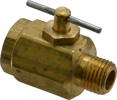 Apollo - 1/4" Pipe, MNPT x FNPT End Connections, Brass, Inline, Two Way Flow, Instrumentation Ball Valve - 400 psi WOG Rating, Tee Handle, Buna N Seal, PTFE Seat - Exact Tooling