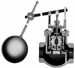 Made in USA - 1-1/2" Pipe, Bronze, Globe Pattern-Single Seat, Automatic Float Valve - 65 psi, NPTF End Connections - Exact Tooling
