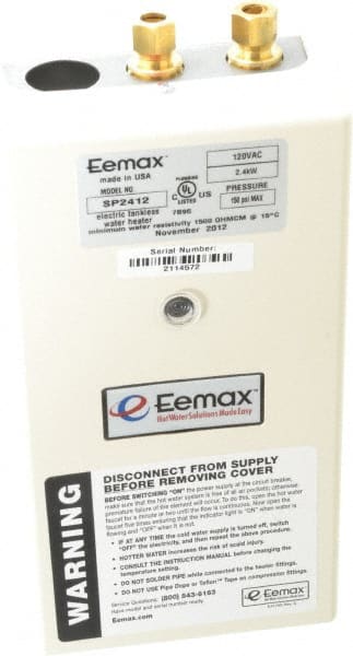 Eemax - 120 Volt Electric Water Heater - 2.4 KW, 20 Amp, 10 Wire Gauge - Exact Tooling