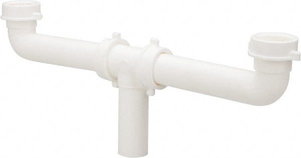 Federal Process - 1-1/2 Outside Diameter, Two Sink Traps with Center Outlet - 16 Inch Long, White, Polypropylene - Exact Tooling