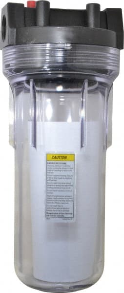 Pentair - 3/4 Inch Pipe, FNPT End Connections, 9-3/4 Inch Long Cartridge, 12-5/8 Inch Long, Cartridge Filter Housing with Pressure Relief - 10 Max GPM Flow Rate, 125 psi Max Working Pressure, Standard Housing - Exact Tooling