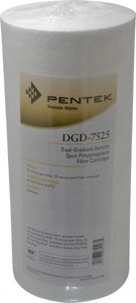 Pentair - 4-1/2" OD, 75/25µ, Polypropylene Dual Gradient Cartridge Filter - 9-3/4" Long, Reduces Sediments - Exact Tooling