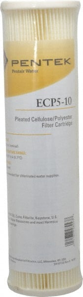 Pentair - 2-5/8" OD, 5µ, Cellulose Polyester Pleated Cartridge Filter - 9-3/4" Long, Reduces Sediments - Exact Tooling