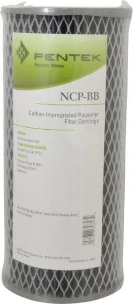 Pentair - 4-1/2" OD, 10µ, Carbon Impregnated Non-Cellulose Pleated Cartridge Filter - 9-3/4" Long, Reduces Tastes, Odors & Sediments - Exact Tooling