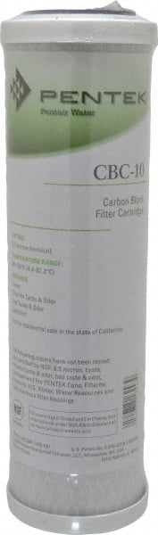 Pentair - 2-7/8" OD, 0.5µ, Carbon Briquette Giardia & Cryptosporidium Reduction Cartridge Filter - 9-3/4" Long, Reduces Tastes, Odors & Sediments - Exact Tooling