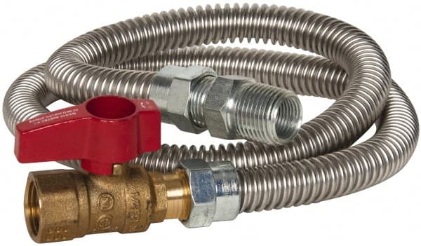 Dormont - 1/2" Inlet, 1/2" Outlet MIP x FIP with Straight Ball Valve Gas Connector - 36" Long, 3/8" Hose ID - Exact Tooling