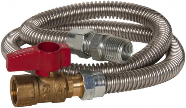 Dormont - 1/2" Inlet, 1/2" Outlet MIP x FIP with Straight Ball Valve Gas Connector - 48" Long, 3/8" Hose ID - Exact Tooling