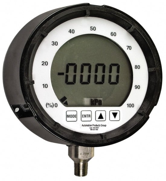Made in USA - 4-1/2" Dial, 1/4 Thread, 0-1,000 Scale Range, Pressure Gauge - Lower Connection Mount, Accurate to 0.25% of Scale - Exact Tooling