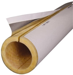 Made in USA - 1-1/2" Thick x 1/2" Pipe x 3' Long, Fiberglass Rigid Pipe Insulation - 850°F - Exact Tooling