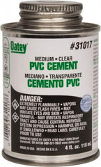 Oatey - 4 oz Medium Bodied Cement - Clear, Use with PVC up to 6" Diam - Exact Tooling