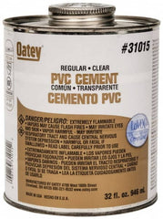 Oatey - 32 oz Regular Bodied Cement - Clear, Use with Schedule 40 PVC up to 4" Diam & Schedule 80 PVC up to 2" Diam - Exact Tooling