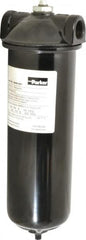 Parker - 3/4 Inch Pipe, FNPT End Connections, 10 Inch Long Cartridge, 12-7/8 Inch Long, Cartridge Filter Housing with Pressure Relief - 1 Cartridge, 5 Max GPM Flow Rate, 150 psi Max Working Pressure - Exact Tooling