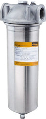 Parker - 1 Inch Pipe, FNPT End Connections, 20 Inch Long Cartridge, 23-1/8 Inch Long, Cartridge Filter Housing with Pressure Relief - 1 Cartridge, 10 Max GPM Flow Rate, 150 psi Max Working Pressure, 316 Grade - Exact Tooling