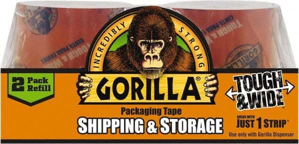 Gorilla Tape - 2-7/8" x 30 Yd Clear Acrylic Adhesive Packaging Tape - BOPP Film Backing, 3.4 mil Thick, 44 Lb Tensile Strength - Exact Tooling