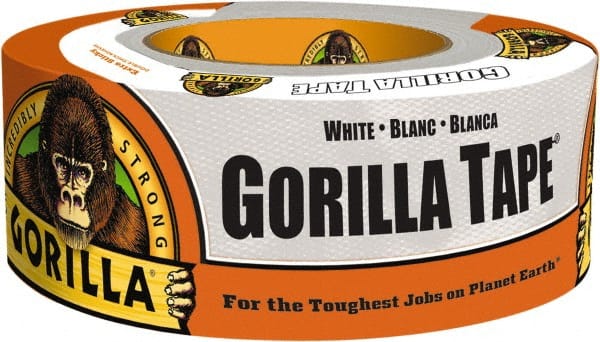 Gorilla Tape - 1-7/8" x 10 Yds White Duct Tape - 17 mil, Rubber Adhesive, Cotton/Polyester Blend Cloth Backing, 32°F to 150°F - Exact Tooling
