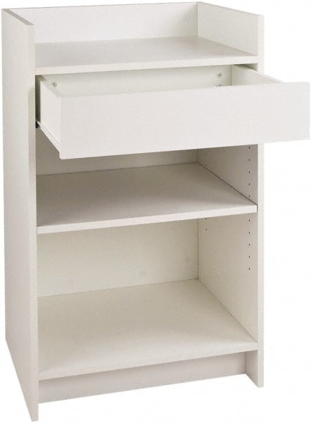 ECONOCO - 1 Shelf, Closed Shelving Register Stand - 24 Inch Wide x 24 Inch Deep x 38 Inch High, White - Exact Tooling